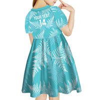 New Zealand Silver Fern Rugby Custom Kid Short Sleeve Dress Go Aotearoa Champions Turquoise Version LT14 - Polynesian Pride