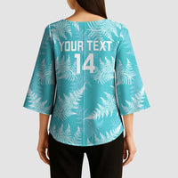 New Zealand Silver Fern Rugby Custom Kimono Sleeve Blouse Go Aotearoa Champions Turquoise Version LT14 - Polynesian Pride
