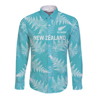 New Zealand Silver Fern Rugby Custom Long Sleeve Button Shirt Go Aotearoa Champions Turquoise Version - Polynesian Pride