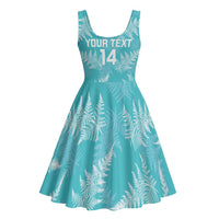 New Zealand Silver Fern Rugby Custom Midi Dress Go Aotearoa Champions Turquoise Version LT14 - Polynesian Pride