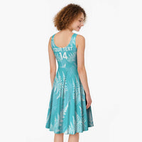 New Zealand Silver Fern Rugby Custom Midi Dress Go Aotearoa Champions Turquoise Version LT14 - Polynesian Pride