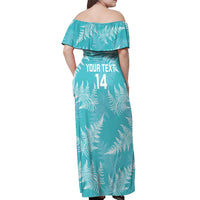 New Zealand Silver Fern Rugby Custom Off Shoulder Maxi Dress Go Aotearoa Champions Turquoise Version LT14 - Polynesian Pride