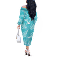 New Zealand Silver Fern Rugby Custom Off The Shoulder Long Sleeve Dress Go Aotearoa Champions Turquoise Version LT14 - Polynesian Pride