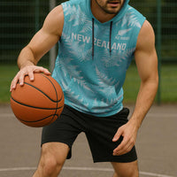 New Zealand Silver Fern Rugby Custom Sleeveless Hoodie Go Aotearoa Champions Turquoise Version LT14 - Polynesian Pride