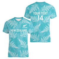 New Zealand Silver Fern Rugby Custom Women V-Neck T-Shirt Go Aotearoa Champions Turquoise Version LT14 - Polynesian Pride