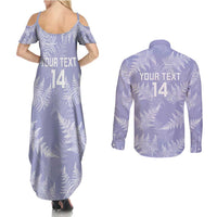New Zealand Silver Fern Rugby Custom Couples Matching Summer Maxi Dress and Long Sleeve Button Shirt Go Aotearoa Champions Purple Version - Polynesian Pride