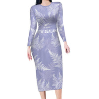 New Zealand Silver Fern Rugby Custom Family Matching Long Sleeve Bodycon Dress and Hawaiian Shirt Go Aotearoa Champions Purple Version LT14 Mom's Dress Purple - Polynesian Pride
