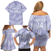 New Zealand Silver Fern Rugby Custom Family Matching Off Shoulder Short Dress and Hawaiian Shirt Go Aotearoa Champions Purple Version LT14 - Polynesian Pride
