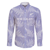New Zealand Silver Fern Rugby Custom Family Matching Off Shoulder Short Dress and Hawaiian Shirt Go Aotearoa Champions Purple Version LT14 Dad's Shirt - Long Sleeve Purple - Polynesian Pride