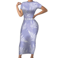New Zealand Silver Fern Rugby Custom Family Matching Short Sleeve Bodycon Dress and Hawaiian Shirt Go Aotearoa Champions Purple Version LT14 Mom's Dress Purple - Polynesian Pride