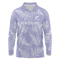 New Zealand Silver Fern Rugby Custom Long Sleeve Polo Shirt Go Aotearoa Champions Purple Version LT14 Purple - Polynesian Pride