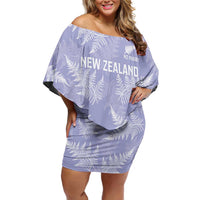 New Zealand Silver Fern Rugby Custom Off Shoulder Short Dress Go Aotearoa Champions Purple Version LT14 Women Purple - Polynesian Pride