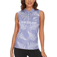 New Zealand Silver Fern Rugby Custom Women Sleeveless Polo Shirt Go Aotearoa Champions Purple Version LT14 - Polynesian Pride