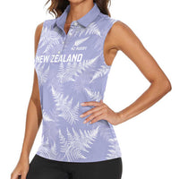 New Zealand Silver Fern Rugby Custom Women Sleeveless Polo Shirt Go Aotearoa Champions Purple Version LT14 - Polynesian Pride