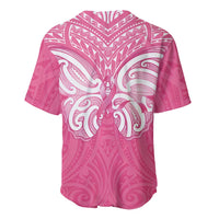 New Zealand Breast Cancer Awareness Baseball Jersey Maori Butterfly Pink Ribbon LT14 - Polynesian Pride
