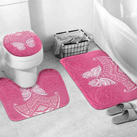 New Zealand Breast Cancer Awareness Bathroom Set Maori Butterfly Pink Ribbon LT14 Mat Set Only (3 pcs) One Size Pink - Polynesian Pride