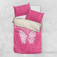 New Zealand Breast Cancer Awareness Bedding Set Maori Butterfly Pink Ribbon - Polynesian Pride