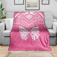 New Zealand Breast Cancer Awareness Blanket Maori Butterfly Pink Ribbon LT14 - Polynesian Pride