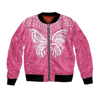 New Zealand Breast Cancer Awareness Bomber Jacket Maori Butterfly Pink Ribbon LT14 Unisex Pink - Polynesian Pride