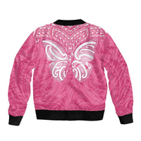 New Zealand Breast Cancer Awareness Bomber Jacket Maori Butterfly Pink Ribbon LT14 - Polynesian Pride
