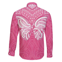 New Zealand Breast Cancer Awareness Family Matching Off Shoulder Maxi Dress and Hawaiian Shirt Maori Butterfly Pink Ribbon LT14 - Polynesian Pride
