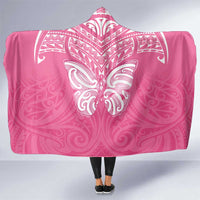 New Zealand Breast Cancer Awareness Hooded Blanket Maori Butterfly Pink Ribbon LT14 One Size Pink - Polynesian Pride