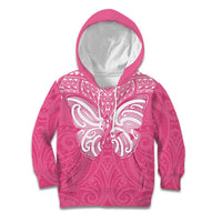 New Zealand Breast Cancer Awareness Kid Hoodie Maori Butterfly Pink Ribbon LT14 Hoodie Pink - Polynesian Pride