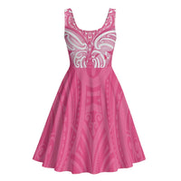 New Zealand Breast Cancer Awareness Midi Dress Maori Butterfly Pink Ribbon LT14 - Polynesian Pride