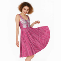 New Zealand Breast Cancer Awareness Midi Dress Maori Butterfly Pink Ribbon LT14 - Polynesian Pride