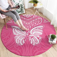 New Zealand Breast Cancer Awareness Round Carpet Maori Butterfly Pink Ribbon LT14 - Polynesian Pride