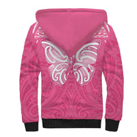 New Zealand Breast Cancer Awareness Sherpa Hoodie Maori Butterfly Pink Ribbon LT14 - Polynesian Pride