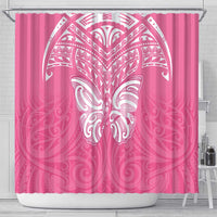 New Zealand Breast Cancer Awareness Shower Curtain Maori Butterfly Pink Ribbon LT14 - Polynesian Pride