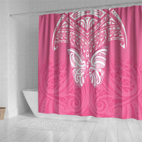 New Zealand Breast Cancer Awareness Shower Curtain Maori Butterfly Pink Ribbon LT14 - Polynesian Pride
