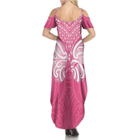 New Zealand Breast Cancer Awareness Summer Maxi Dress Maori Butterfly Pink Ribbon LT14 - Polynesian Pride