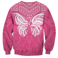 New Zealand Breast Cancer Awareness Sweatshirt Maori Butterfly Pink Ribbon LT14 - Polynesian Pride