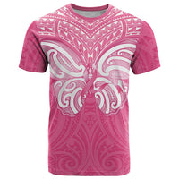 New Zealand Breast Cancer Awareness T Shirt Maori Butterfly Pink Ribbon LT14 Pink - Polynesian Pride