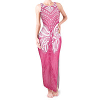 New Zealand Breast Cancer Awareness Tank Maxi Dress Maori Butterfly Pink Ribbon LT14 Women Pink - Polynesian Pride