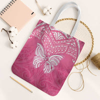New Zealand Breast Cancer Awareness Tote Bag Maori Butterfly Pink Ribbon LT14 White Strap One Size Pink - Polynesian Pride