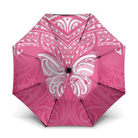 New Zealand Breast Cancer Awareness Umbrella Maori Butterfly Pink Ribbon LT14 One Size Folded 11.42 inch Opened Diameter 37.4 inch Pink - Polynesian Pride