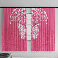 New Zealand Breast Cancer Awareness Window Curtain Maori Butterfly Pink Ribbon LT14 With Hooks Pink - Polynesian Pride