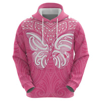 New Zealand Breast Cancer Awareness Zip Hoodie Maori Butterfly Pink Ribbon LT14 - Polynesian Pride