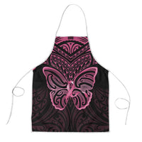 New Zealand Breast Cancer Awareness Apron Maori Butterfly Pink Ribbon Black Version LT14 Black - Polynesian Pride