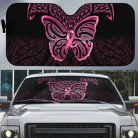 New Zealand Breast Cancer Awareness Auto Sun Shade Maori Butterfly Pink Ribbon Black Version LT14 Black - Polynesian Pride