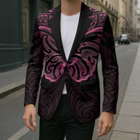 New Zealand Breast Cancer Awareness Blazer Maori Butterfly Pink Ribbon Black Version LT14 - Polynesian Pride