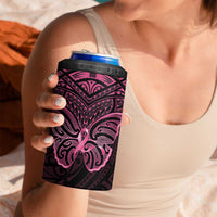 New Zealand Breast Cancer Awareness 4 in 1 Can Cooler Tumbler Maori Butterfly Pink Ribbon Black Version LT14 - Polynesian Pride