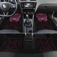 New Zealand Breast Cancer Awareness Car Mats Maori Butterfly Pink Ribbon Black Version LT14 Set 4pcs Black - Polynesian Pride
