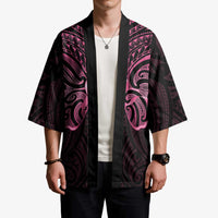New Zealand Breast Cancer Awareness Kimono Maori Butterfly Pink Ribbon Black Version LT14 - Polynesian Pride