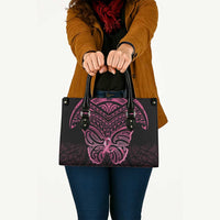 New Zealand Breast Cancer Awareness Leather Bag Maori Butterfly Pink Ribbon Black Version LT14 Black - Polynesian Pride