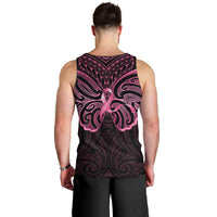 New Zealand Breast Cancer Awareness Men Tank Top Maori Butterfly Pink Ribbon Black Version LT14 - Polynesian Pride