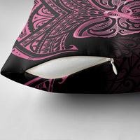 New Zealand Breast Cancer Awareness Pillow Cover Maori Butterfly Pink Ribbon Black Version LT14 - Polynesian Pride